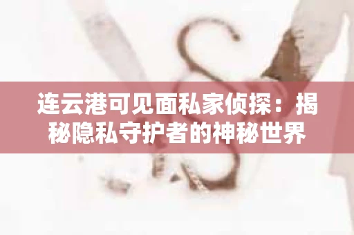 连云港可见面私家侦探：揭秘隐私守护者的神秘世界